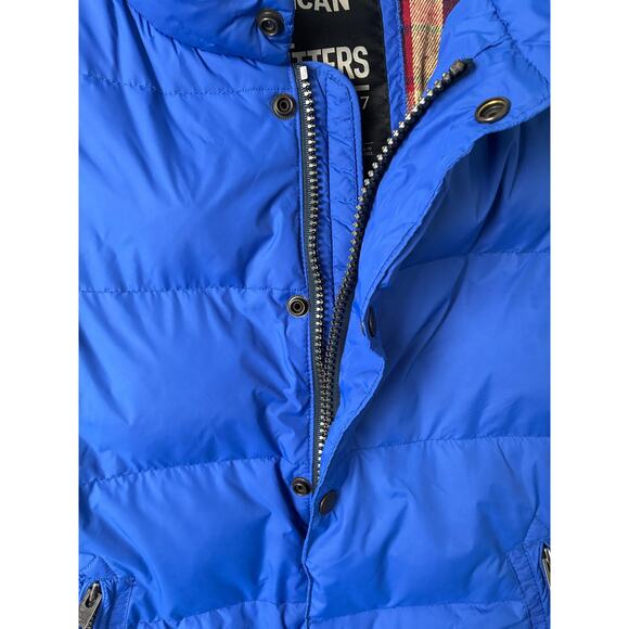 American Eagle Outfitters Down Vest Womens Medium Blue Flannel Lined Puffer - Picture 4 of 11